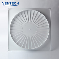 Diffuseur d'air de plafond en aluminium Ventech pour système HVAC, diffuseur carré personnalisé à tourbillon pour bâtiments de bureaux