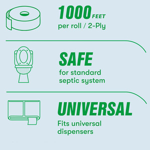 Papier toilette en rouleau géant blanc biodégradable <span class=keywords><strong>de</strong></span> qualité supérieure, 2 plis, adapté aux distributeurs universels - Product Image 6