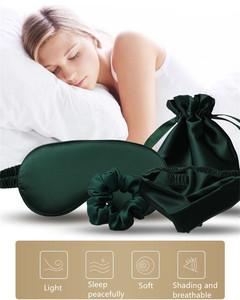 Ensemble de bandeaux et chouchous en soie pour les yeux, masque de sommeil portable pour la nuit, pour femmes et hommes, pour la sieste et les voyages - Product Image 2