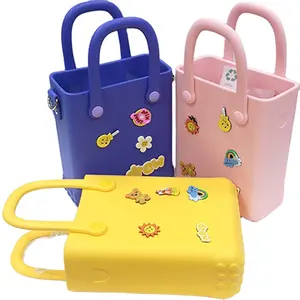 Fashion tas Tote pantai busa Eva anak perempuan tas tangan musim panas pesona dekoratif kartun DIY tahan air karet silikon kecil