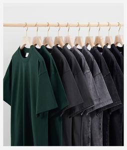 300g di t-shirt a maniche corte in cotone 100 pesante da <span class=keywords><strong>uomo</strong></span> con spalle scoperte in tinta unita - Product Image 1