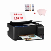 3in1 mesin cetak Inkjet foto 4 warna, mesin cetak profesional A4 Printer L3258