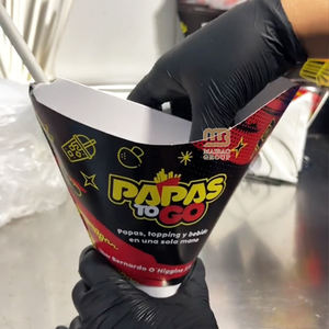 ถ้วยกระดาษโรงงานกวางโจว 2 in 1 สำหรับใส่ไก่ทอด เฟรนช์ฟรายส์ ขนมขบเคี้ยว ถ้วยใส่อาหารแบบนำกลับ ถ้วยกระดาษใส่เคบับและปาปาส พร้อมช่องใส่แก้วน้ำ - Product Image 1