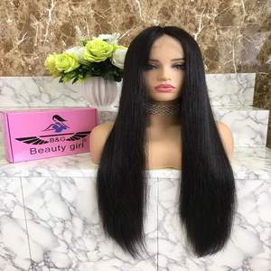 Beauty Girl 100% pelucas de cabello humano virgen recto hasta el hombro estilo de cabello mezcla de colores Pixie rizos HD peluca - Product Image 4