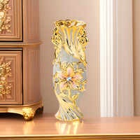 Vases à fleurs en céramique dorée rétro pour la décoration de la maison, vente directe d'usine de haute qualité, vase de table pour le salon, mariage