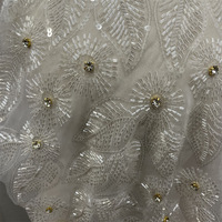 Luxe Rouge Robe De Mariée Perlée Dentelle Sequin Perle Corset Strass Cristal Paillettes Tissu Floral Applique Bonne Coudre Pétale