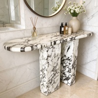 Table console moderne de luxe en marbre veiné noir et blanc, écologique, pour salon et chambre dans les maisons haut de gamme
