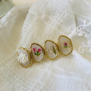 Barrette à <span class=keywords><strong>cheveux</strong></span> vintage en perles et <span class=keywords><strong>fleurs</strong></span> séchées, barrette à <span class=keywords><strong>cheveux</strong></span> en forme de fleur séchée, super féerique, tempérament éternel, barrette latérale - Product Image 3