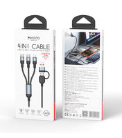 Kabel Pengisi Daya Yesido 12W 1,2 Meter USB/USB-C ke Micro/USB-C/IP 6 in 1, Kabel Data Berbahan Aluminium Alloy dengan Jalinan Kawat, CA203