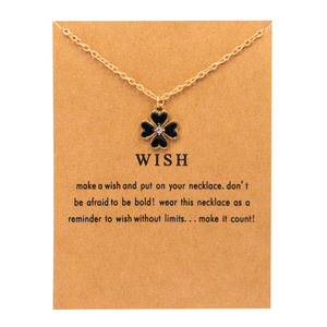 Mode trèfle pendentif collier rouge blanc bleu émail feuille femmes collier couleur dorée lien chaîne cou bijoux en gros souhait - Product Image 2