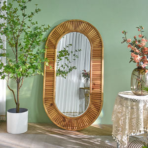 Espejo de Pared Grande Ovalado con Marco de Madera Rústico Ecológico, Decoración Europea para el Hogar, para Uso Diario - Product Image 1