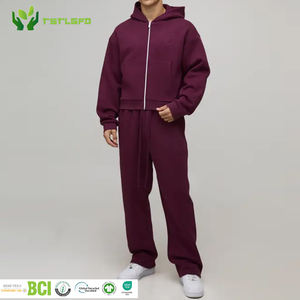 Ensemble de survêtement pour homme grande taille, sweat à capuche zippé et pantalon assorti, certifié Oeko-Tex, tissu recyclé GRS, imprimé, vêtements de sport décontractés - Product Image 1