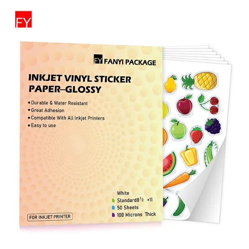 Factory Hot Koop Sticker Papier Inkjet Vinyl A4 Waterdichte Glossy Printable Vinyl Sticker Papier