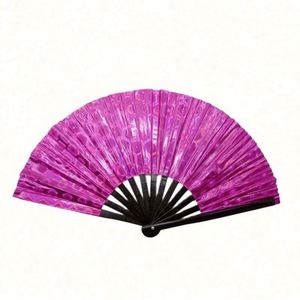 พัดพับพีวีซีหลากสีขนาด 13 นิ้ว พร้อมโครงไม้ไผ่ สำหรับงานเทศกาลดนตรีและของตกแต่ง ผลิตภัณฑ์งานฝีมือไม้ไผ่ - Product Image 2