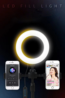 Anneau lumineux pour selfie sur trépied Mobile Live Broadcast Makeup Photography Fill Light Led Dual Position Phone Support
