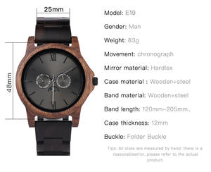 2024 nouveaux hommes à venir multi-fonctionnel lune <span class=keywords><strong>Phrase</strong></span> conception personnalisée Logo noyer naturel en bois montres à Quartz - Product Image 2