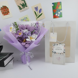<span class=keywords><strong>Ramo</strong></span> de Flores Artificiales Tejidas a Mano al por Mayor, 11 Piezas, Flores de Crochet Ecológicas Desechables Multicolores, <span class=keywords><strong>Tulipanes</strong></span> <span class=keywords><strong>y</strong></span> <span class=keywords><strong>Rosas</strong></span> - Product Image 2