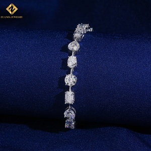 สร้อยข้อมือเทนนิสทรงหัวใจ ของขวัญ เงินแท้ 925 ประดับมรกตทรงเหลี่ยม เครื่องประดับงานแต่งงาน สไตล์สร้อยเทนนิสคลาสสิก ประดับมอสซาไนต์ทรงรี - Product Image 3