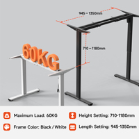 AUKI Cadre de bureau assis-debout moderne ergonomique en acier inoxydable à hauteur réglable automatiquement - Durable et facile à assembler pour les bureaux