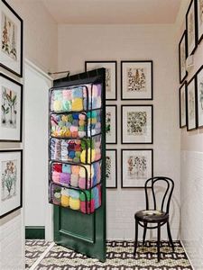 5 Compartment Polyester and Fabric Hanging Yarn Knitting Storage Organizer with Zipper Closure Over Door Display Holder - Product Image 6