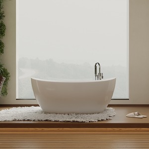 Baignoire autoportante ovale en acrylique sans joint pour petit appartement, avec robinet, pour séjour à domicile, <span class=keywords><strong>bain</strong></span> profond et <span class=keywords><strong>bain</strong></span> froid - Product Image 4