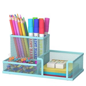 Organizador de Escritorio de Malla con 3 Compartimentos para Bolígrafos, Lápices y Notas, Soporte de Alambre para Escritorio, Accesorios de Oficina - Product Image 1