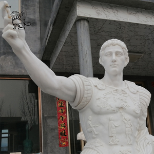 Gran Escultura de Augusto Romano Tallada a Mano para Decoración de Jardín Exterior, Estatua de Julio César de Mármol Blanco de Tamaño Real con Base - Product Image 3