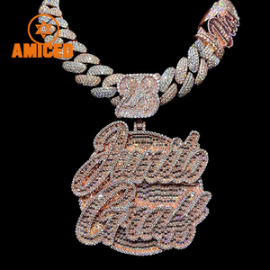 Ciondolo Personalizzato Hip Hop con Qualsiasi Logo, <span class=keywords><strong>Immagine</strong></span> o Design, Gioiello in Moissanite con Design Digitale 3D CAD Premium Fatto a Mano - Product Image 1