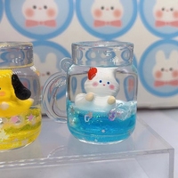 Mini Ours de Dessin Animé 3D Flottant Personnalisé sur Bubble Boba Porte-clés en Acrylique Mignon de Luxe en Mousse Kawaii pour Huile Liquide, Thé au Lait