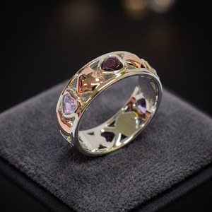 Bague pour femme Bella Jewelry R-12514, tendance, en argent, forme cœur, rhodolite avec sertissage à griffes, idéale pour les fêtes, les cadeaux et les anniversaires - Product Image 3