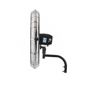 Ventilateur mural industriel noir de 26 pouces avec grille de sécurité, trois pales en aluminium, commande mécanique, puissant pour usage extérieur intensif - Product Image 2