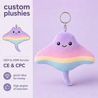 Porte-clés en peluche rayure de manta arc-en-ciel artisanal, porte-clés en peluche souvenir océanique