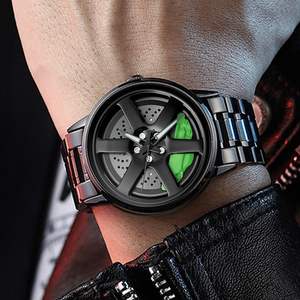 Super <span class=keywords><strong>Jante</strong></span> De Voiture Spinning Montre Homme 42mm 360 Roue Cadran Rotatif Bracelet En <span class=keywords><strong>Acier</strong></span> Inoxydable Montre-Bracelet Étanche Montres À Quartz Horloge - Product Image 5