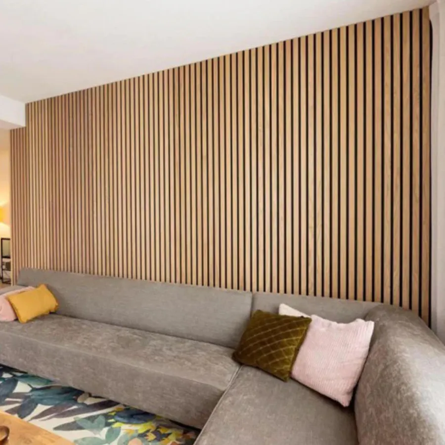 Soundproofing Slat Wooden Melamine Natural Oak Acoustic Slat Wood Wall Panels Akustik Panel