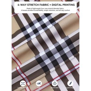 Custom Mens Plaid Button <b>Down</b> Shirt Short Sleeve Casual Wear Anti Wrinkle Polyester Poplin - Product Image 5