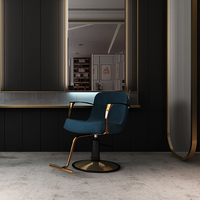 Silla de salón de cuero hidráulica de lujo, azul