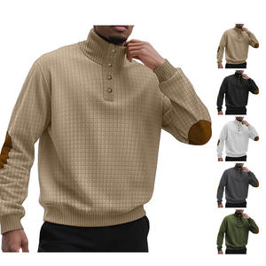 Sweat-shirt à col montant et manches longues pour homme Temu, en jacquard à carreaux, boutonné, décontracté, pour l'extérieur, anti-boulochage - Product Image 5