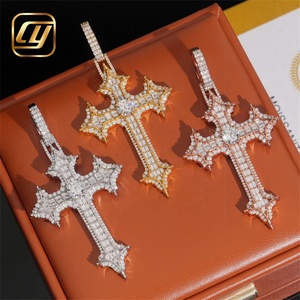 เครื่องประดับฮิปฮอป CHOYUE ทองแท้ 10K 14K เครื่องประดับชั้นดี เพชรเลี้ยงในห้องปฏิบัติการ จี้รูปกางเขนแบบฮิปฮอปประดับเพชรเต็มตัว - Product Image 3