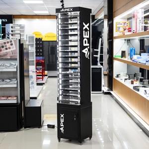 APEX <strong>Smoke</strong> Shop Display LED Light Adjustable Shelves Convenience Store Cigarette Display With Acrylic Doors Storage Drawer - Product Image 3