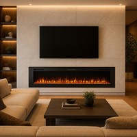 Cheminée électrique encastrée murale de 72 pouces avec flamme LED et lit de cristal, chauffage 750W 1500W pour maison et hôtel