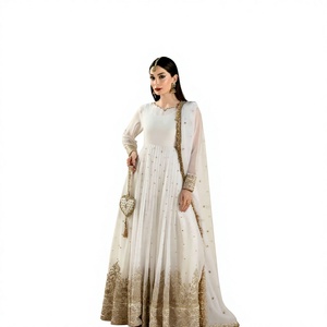 Nuevo Vestido Largo de Fiesta para Mujer, Sin Arrugas, de Faux Georgette, con Bordado Intenso, Lentejuelas de 3mm y Dupatta - Product Image 1