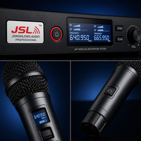 Système de microphone sans fil UHF JSL, micro portable, 1x100 canaux, récepteur à double conversion, 640-690 MHz, 2 piles AA