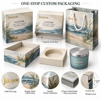 Ensemble d'emballage personnalisé avec boîte rigide pour bougie au sel de mer et sauge et sac cadeau en papier assorti