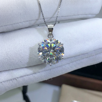 Collier chaîne en argent 925 plaqué platine KARATS, certifié GRA, avec pierre brillante de 5 carats, couleur D, taille brillante originale, motif vague d'eau
