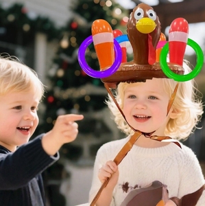Hot Bán tạ ơn Đảng Vòng quăng Đảng trò chơi đồ chơi cho trẻ em Inflatable Thổ Nhĩ Kỳ hat quăng trò chơi với 4 nhẫn - Product Image 4