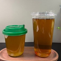 Gobelets en plastique PET/PP jetables personnalisés avec impression, forme U, 300 ml/360 ml, pour thé glacé au citron, avec couvercles dôme, pour mariage