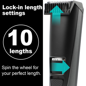 เครื่องเล็มหนวดเคราสำหรับผู้ชายแบบชาร์จไฟได้พร้อมหวีรองตัดสีดำ เครื่องโกนหนวดไฟฟ้าสำหรับหนวดเคราหนา เครื่องเล็มขนแบบพกพา - Product Image 2