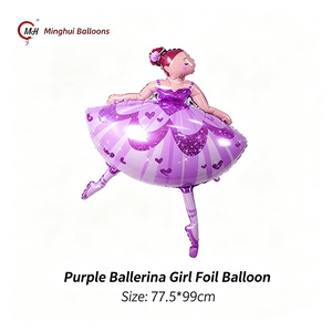 Großhandel Feen-<span class=keywords><strong>Ballerina</strong></span> Folienballons Set 18 Zoll Runde Happy <span class=keywords><strong>Birthday</strong></span> Feenballons Cartoon Flügel Fee Rosa Lila Ballett - Product Image 3