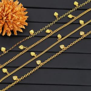 สร้อยข้อเท้าสองชั้นชุบทองคำ JXX ประดับจี้รูปหัวใจสีพีช สำหรับผู้หญิง - Product Image 1