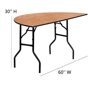 <span class=keywords><strong>Mesa</strong></span> Plegable de Madera Contrachapada en Forma de <span class=keywords><strong>Media</strong></span> <span class=keywords><strong>Luna</strong></span>, Estilo Rústico, para Sala de Estar, Interior, Exterior, Hotel, Restaurante, Comedor, Fiestas, Eventos, con Marco de Acero - Product Image 2
